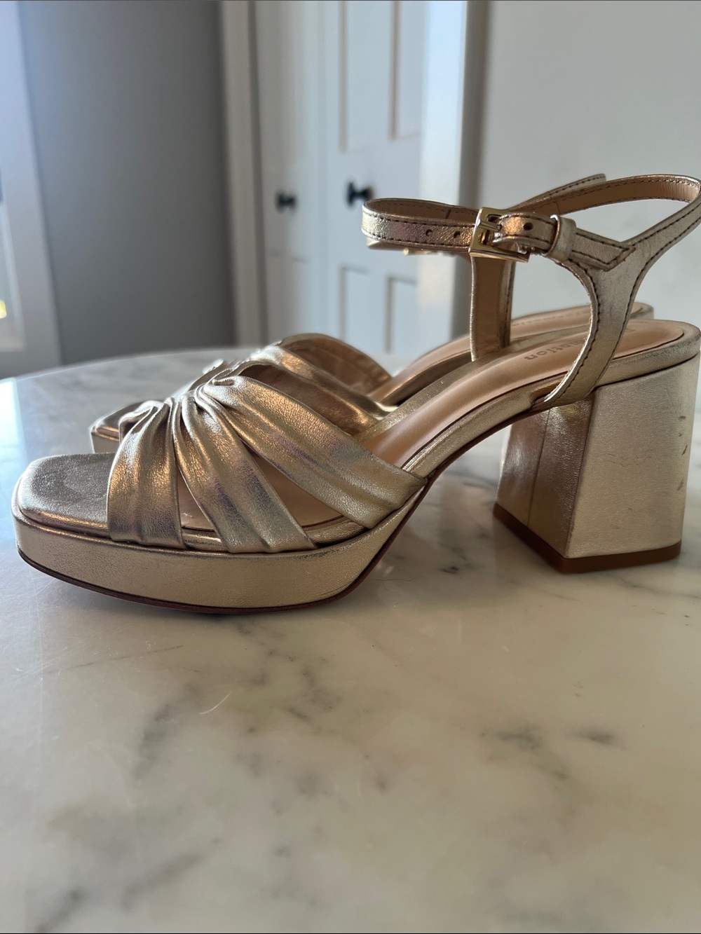 Reformation Gold Knot-Twist Square Toe Sandals - Picture 5 of 7